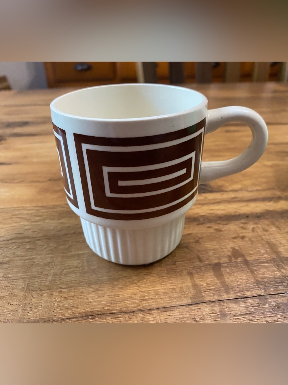 Vintage McCoy USA Brown And White Stackable Coffee Mugs Mid Century Modern